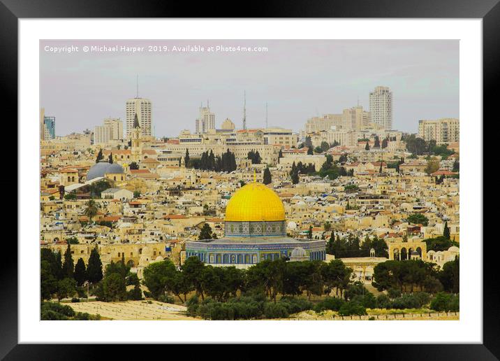 The Dome of The Rock in Jerusalem Israel Framed Mounted Print by Michael Harper