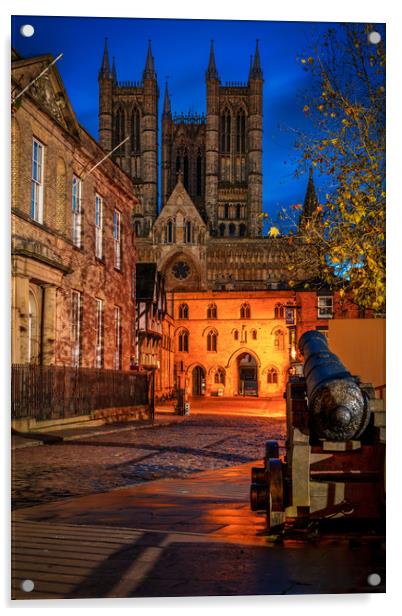 Lincoln Cathedral before dawn Acrylic by Andrew Scott