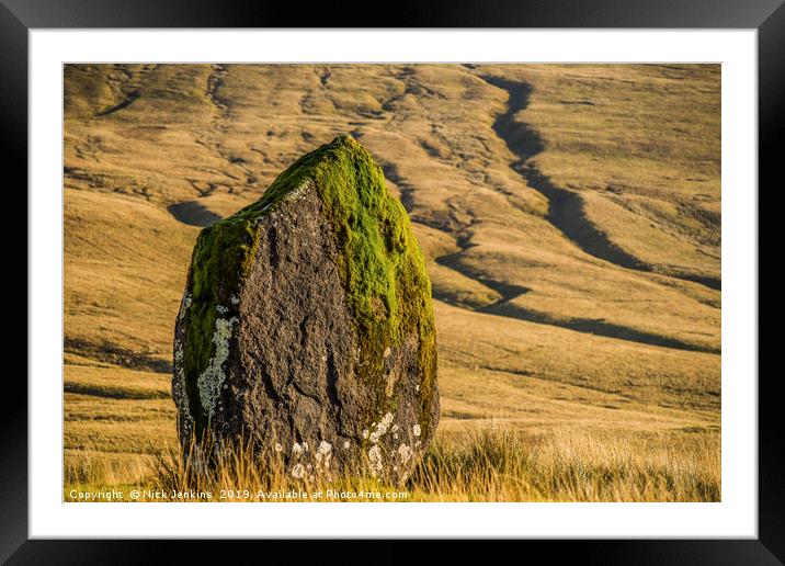 Maen Llia Standing Stone Fforest Dawr Brecon Beaco Framed Mounted Print by Nick Jenkins