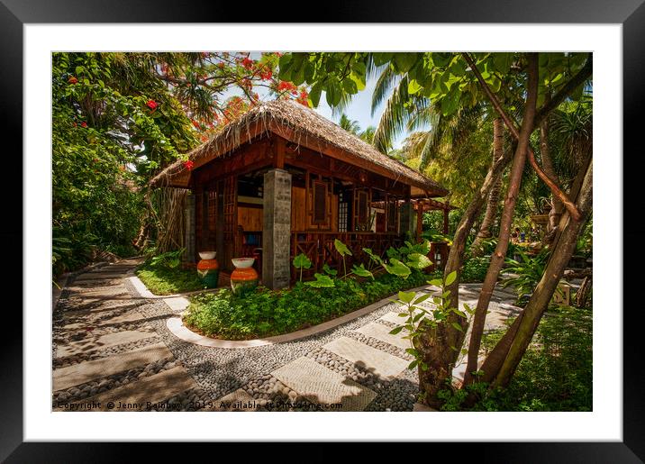 Aaramu Spa Hideaway in Tropical Garden. Maldives Framed Mounted Print by Jenny Rainbow