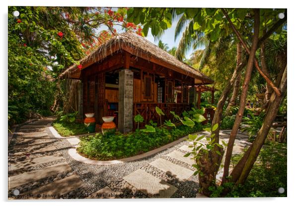 Aaramu Spa Hideaway in Tropical Garden. Maldives Acrylic by Jenny Rainbow