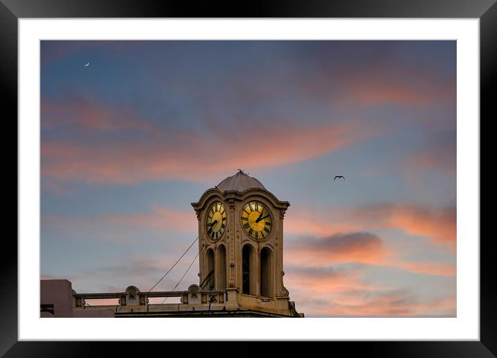 Clock Tower at Dusk Framed Mounted Print by Darryl Brooks