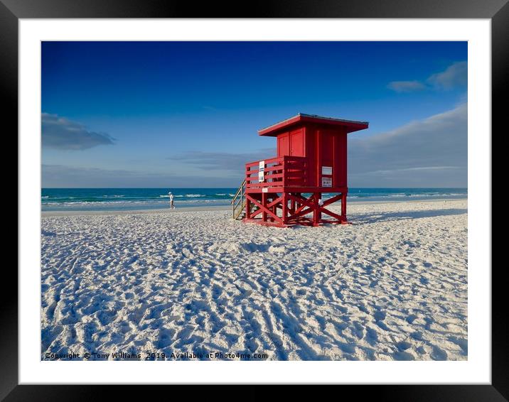 Lifeguards Post, Siesta Key. Framed Mounted Print by Tony Williams. Photography email tony-williams53@sky.com