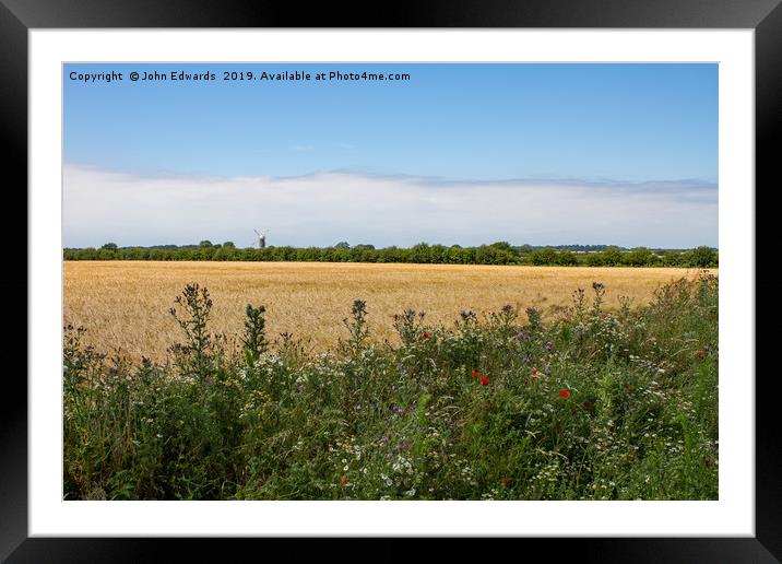 Wheat field, Great Bircham Framed Mounted Print by John Edwards