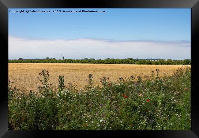 Wheat field, Great Bircham Framed Print by John Edwards