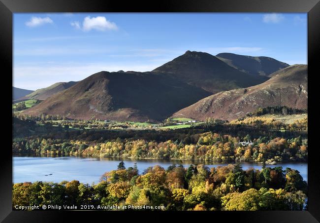 Derwent Water and Grisdale Pike in Autumn Colours. Framed Print by Philip Veale