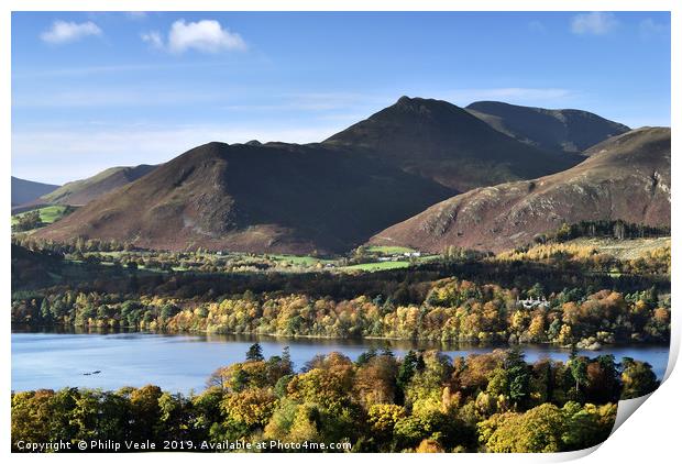 Derwent Water and Grisdale Pike in Autumn Colours. Print by Philip Veale
