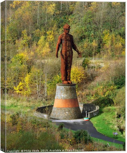 Guardian Statue at Six Bells in Autumn Colours. Canvas Print by Philip Veale
