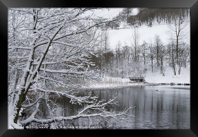 Winter's Embrace at Cwmtillery Lakes Framed Print by Philip Veale