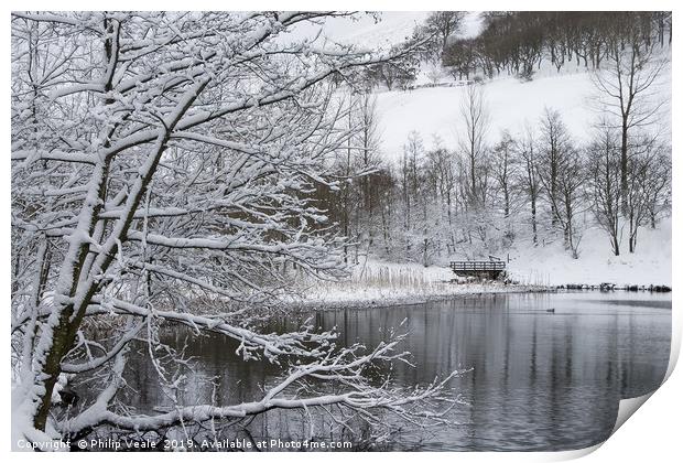 Winter's Embrace at Cwmtillery Lakes Print by Philip Veale