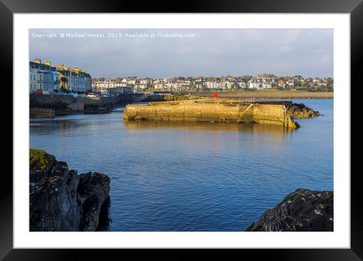 The old Long Hole natural harbour in Bangor County Framed Mounted Print by Michael Harper