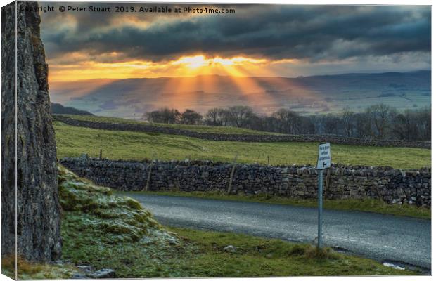 Winskill Sunset near Settle in the Yorkshire Dales Canvas Print by Peter Stuart