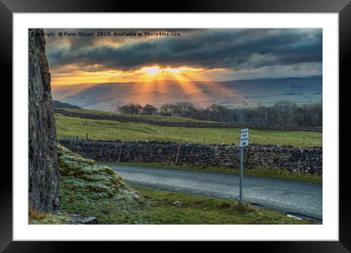 Winskill Sunset near Settle in the Yorkshire Dales Framed Mounted Print by Peter Stuart