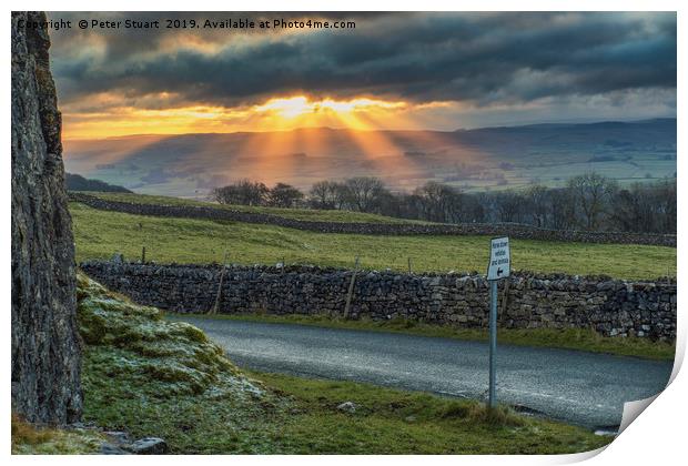 Winskill Sunset near Settle in the Yorkshire Dales Print by Peter Stuart
