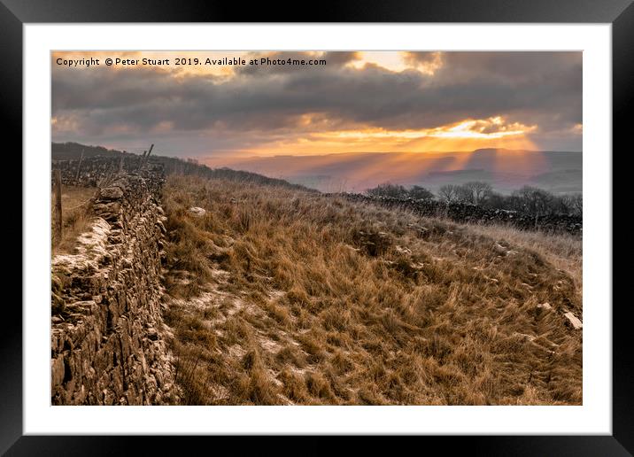 Winskill Sunset above Langcliffe in the Yorkshire  Framed Mounted Print by Peter Stuart