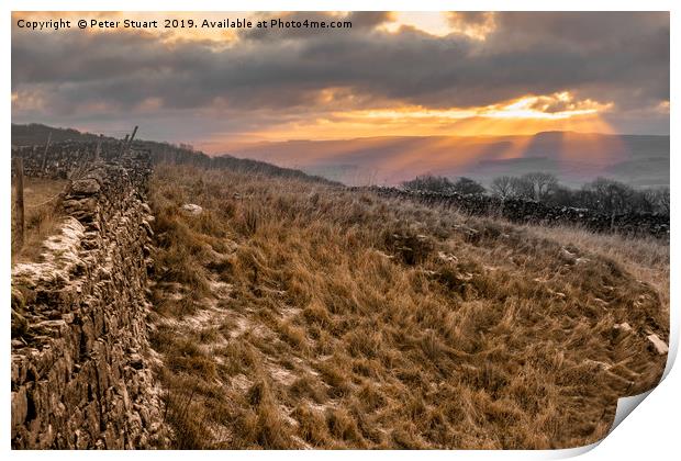 Winskill Sunset above Langcliffe in the Yorkshire  Print by Peter Stuart