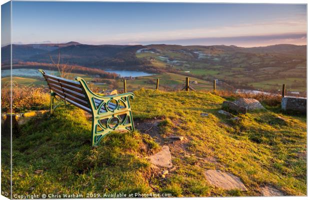 Teggs Nose Macclesfield - seat and view over Langl Canvas Print by Chris Warham