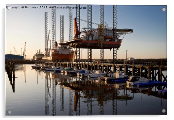 Big Ships and Little Boats Acrylic by Jim Jones