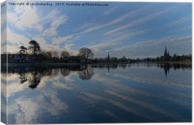 Lichfield Cathedral And The Stowe Pool Canvas Print by rawshutterbug 