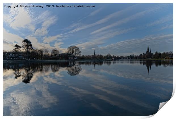 Lichfield Cathedral And The Stowe Pool Print by rawshutterbug 