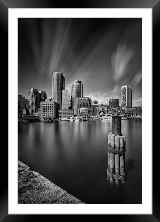 Boston City in Mono Framed Mounted Print by Martin Williams