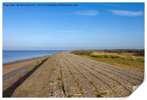 Heacham Dam and Revetment Print by John Edwards