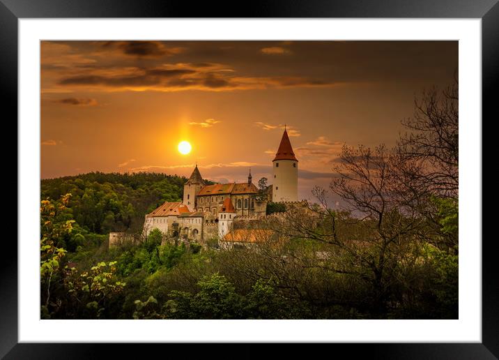 View of Krivoklat castle at sunset. Summer evening Framed Mounted Print by Sergey Fedoskin