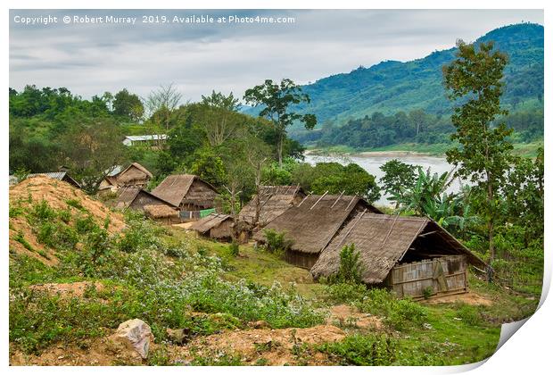 Tribal Village on the Mekong, Laos. Print by Robert Murray