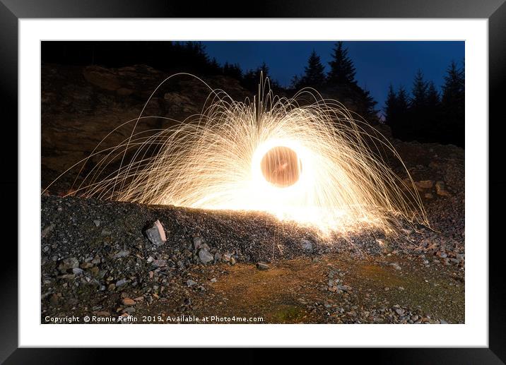 Quarry Fire Framed Mounted Print by Ronnie Reffin