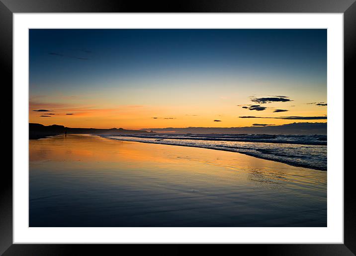 Sunset, Bamburgh, Northumberland Coast Framed Mounted Print by David Lewins (LRPS)