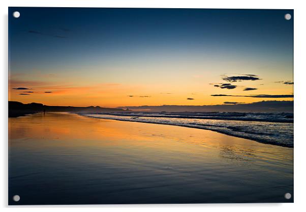 Sunset, Bamburgh, Northumberland Coast Acrylic by David Lewins (LRPS)