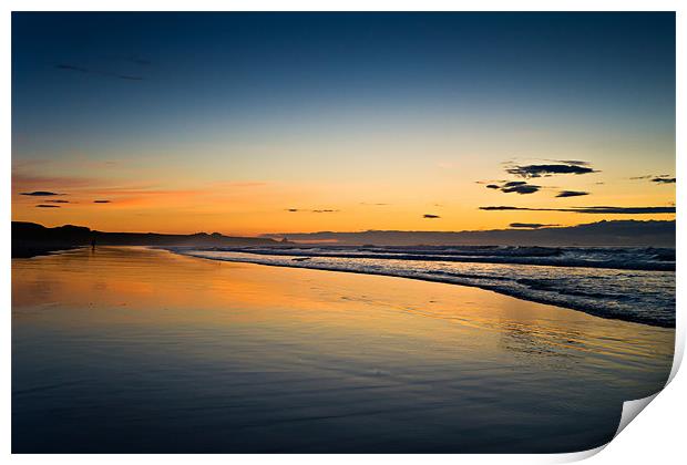 Sunset, Bamburgh, Northumberland Coast Print by David Lewins (LRPS)