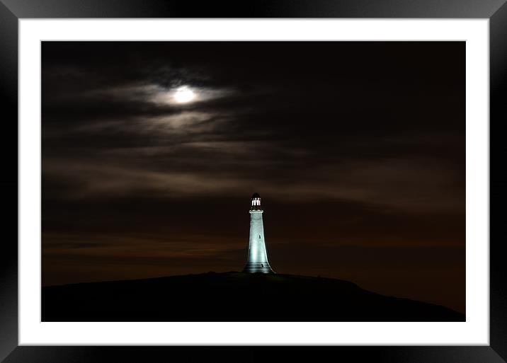 Super Moon & Hoad Monument at Night Framed Mounted Print by Paul Leviston