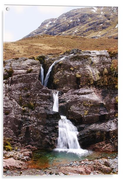 Waterfall in Glencoe Scotland Acrylic by Jacqi Elmslie