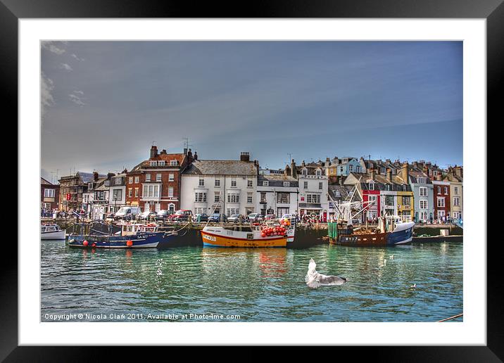 Vibrant Fishing Boats in Weymouth Framed Mounted Print by Nicola Clark