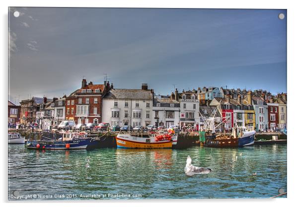 Vibrant Fishing Boats in Weymouth Acrylic by Nicola Clark