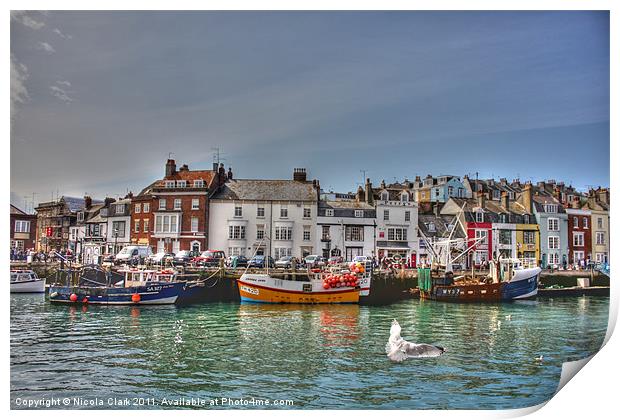 Vibrant Fishing Boats in Weymouth Print by Nicola Clark