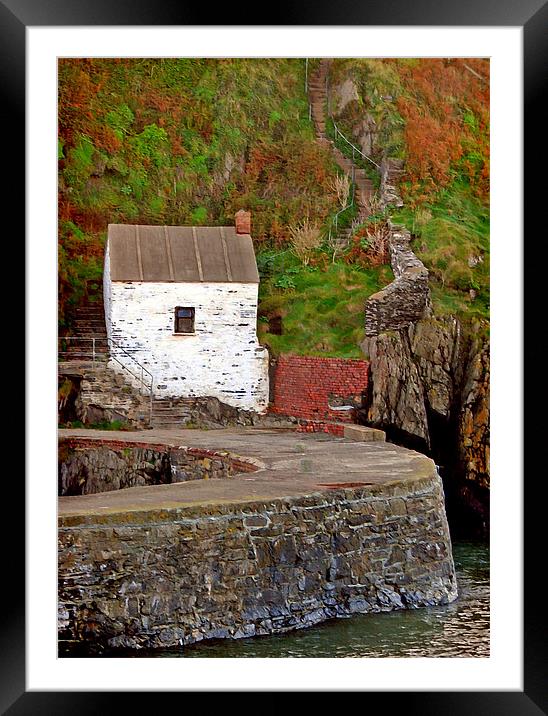 Porthgain.Old Harbour Masters Office. Framed Mounted Print by paulette hurley