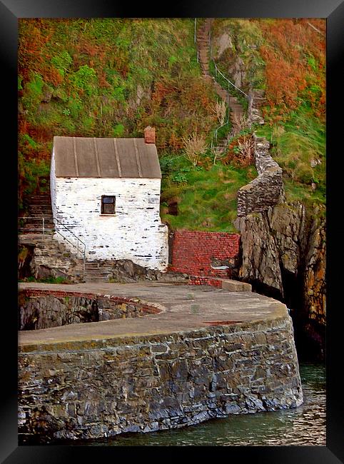 Porthgain.Old Harbour Masters Office. Framed Print by paulette hurley