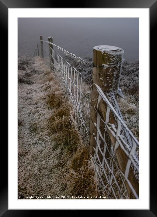 Frosted Fence at Moel Famau Framed Mounted Print by Paul Madden