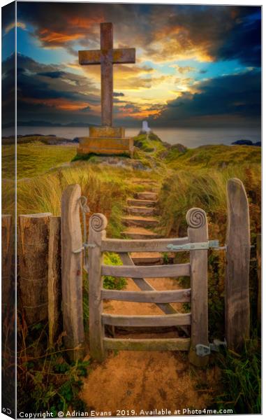 Llanddwyn Island Sunset Anglesey Canvas Print by Adrian Evans