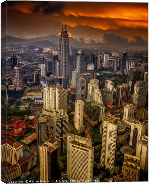 Kuala Lumpur City Sunset Canvas Print by Adrian Evans