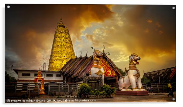 Wang Wiwekaram Temple Sangkhla Buri Acrylic by Adrian Evans