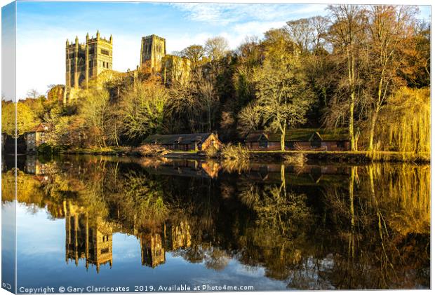 Reflections at Durham Cathedral Canvas Print by Gary Clarricoates