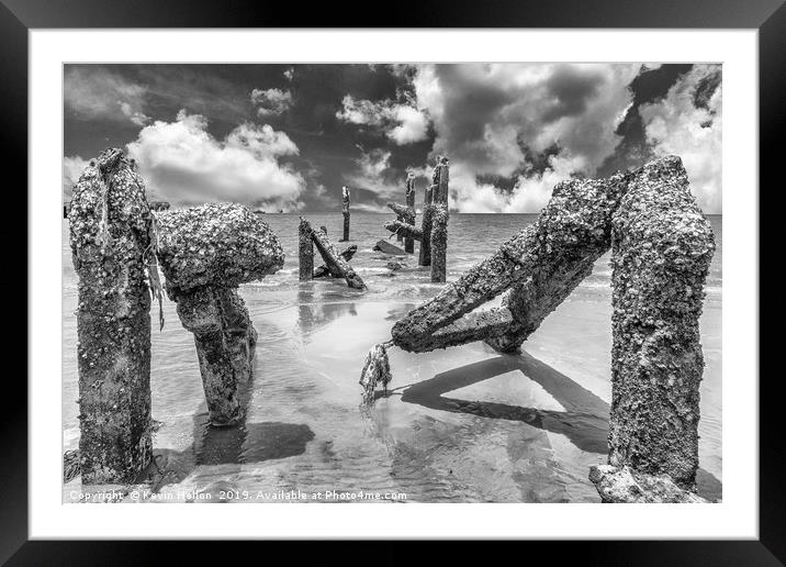 Stumps of an old pier in Hua Hin, Framed Mounted Print by Kevin Hellon