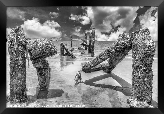 Stumps of an old pier in Hua Hin, Framed Print by Kevin Hellon