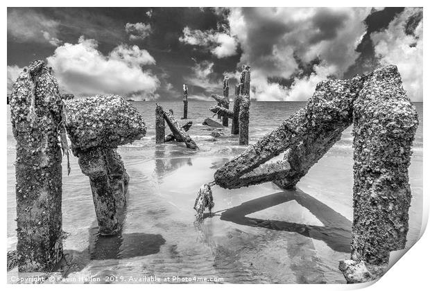 Stumps of an old pier in Hua Hin, Print by Kevin Hellon