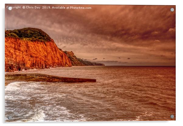 Jurassic Coast Sunrise Sidmouth Acrylic by Chris Day