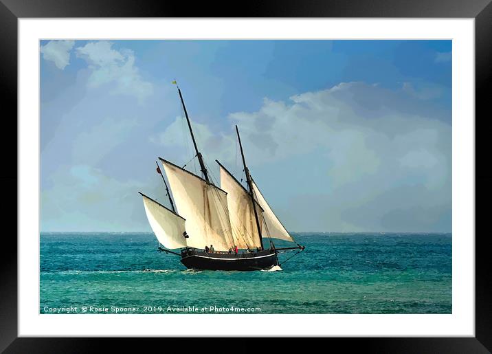  Lugger sailing boat Grayhound in Looe Cornwall Framed Mounted Print by Rosie Spooner