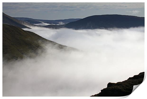 Fog in the Welsh valleys Print by Oxon Images